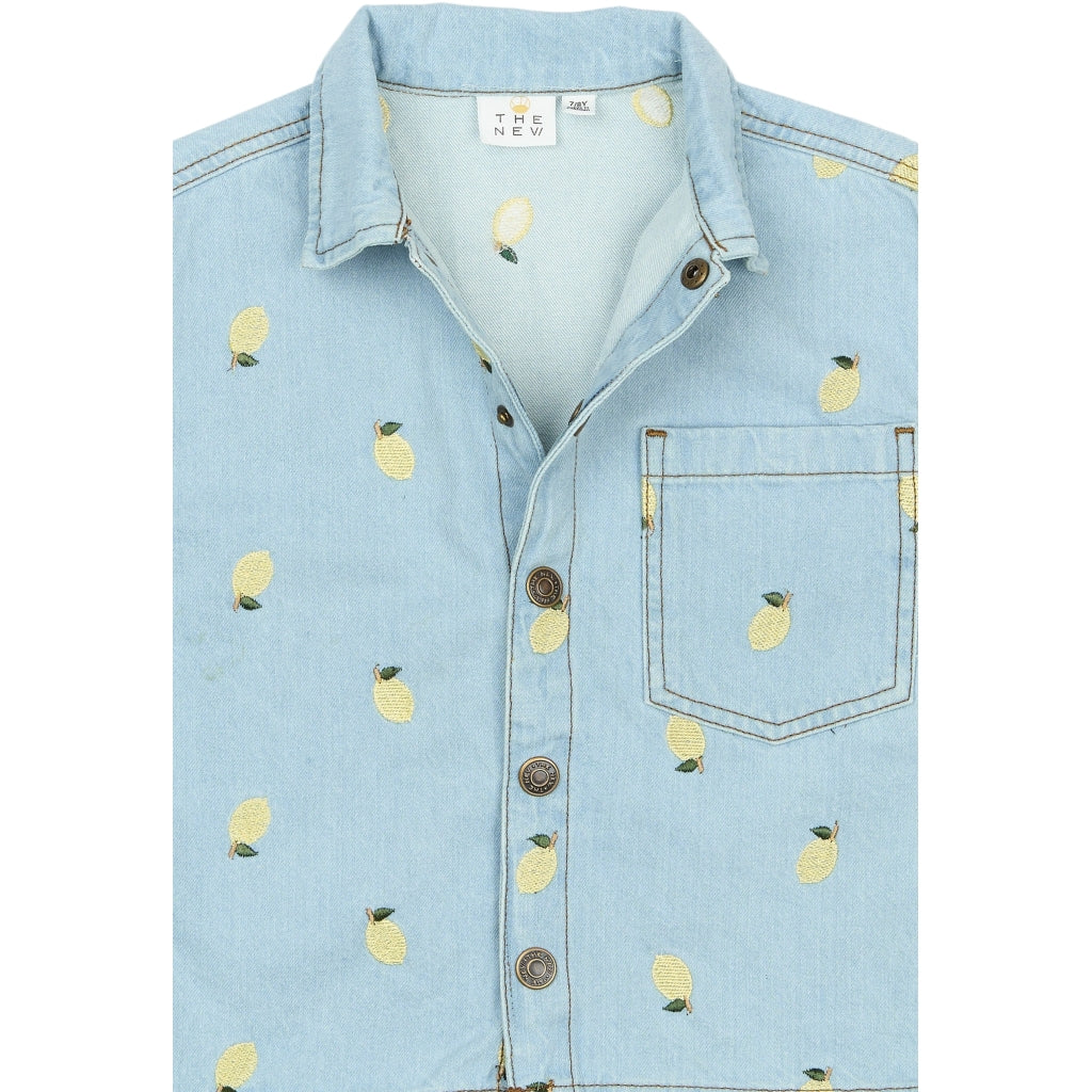 THE NEW TNSia Denim Overshirt Skjorter Light Blue Denim EMB