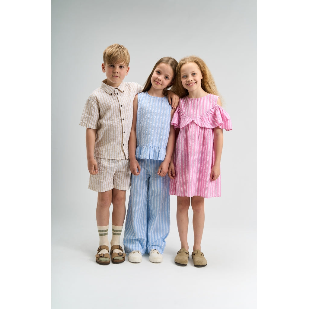 THE NEW TNSmith Kortærmet Skjorte Skjorter Humus Striped