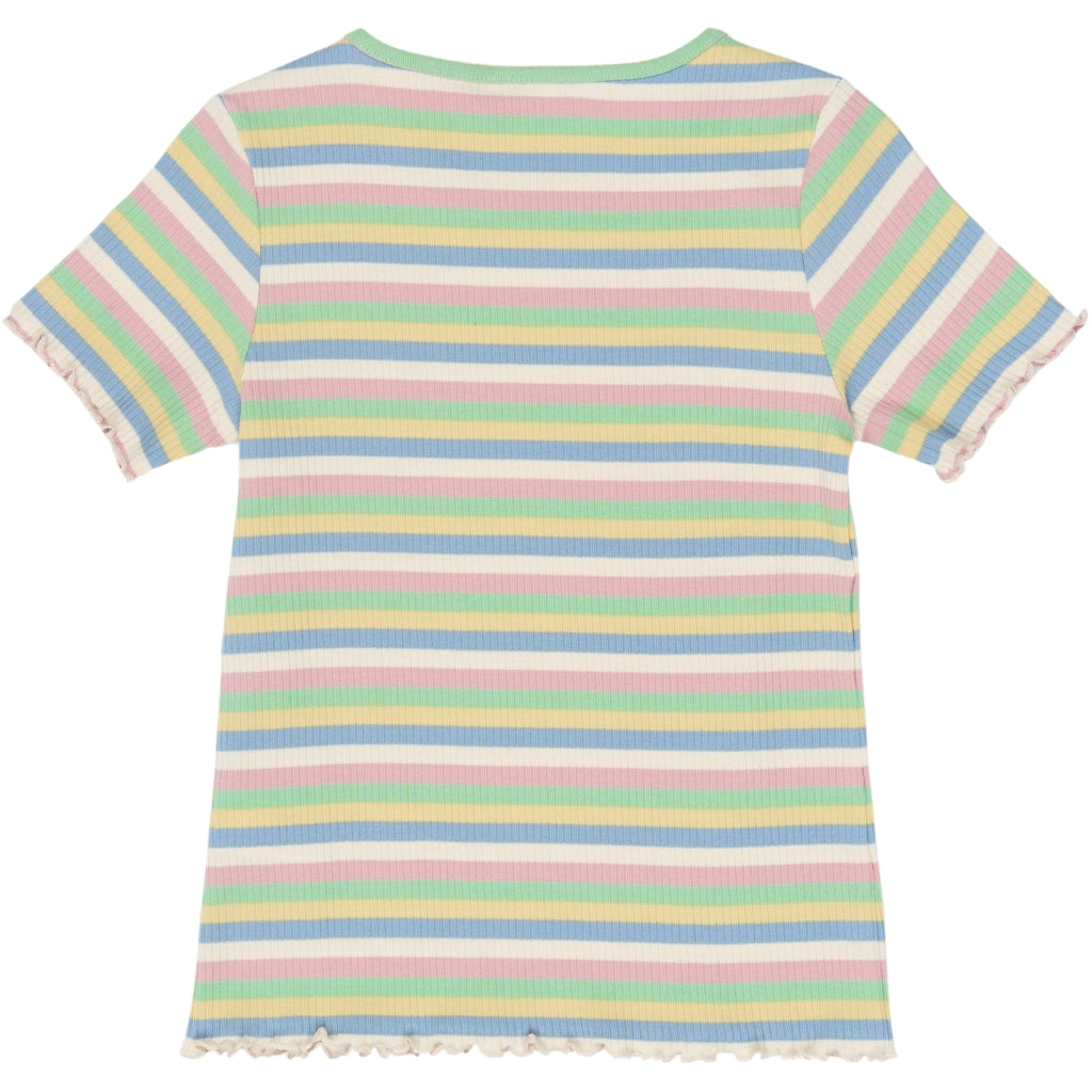 THE NEW TNStella Kortærmet Rib Bluse T-shirt Multi Striped