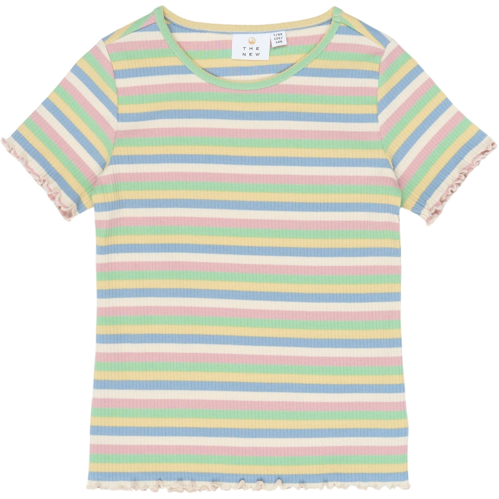 THE NEW TNStella Kortærmet Rib Bluse T-shirt Multi Striped