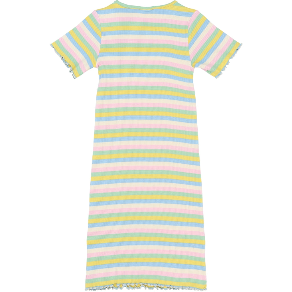 THE NEW TNStella Kortærmet Rib Kjole Kjoler Multi Striped