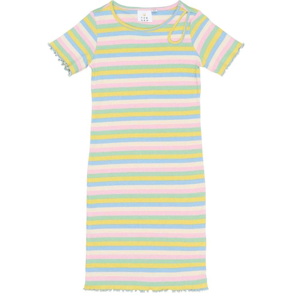 THE NEW TNStella Kortærmet Rib Kjole Kjoler Multi Striped