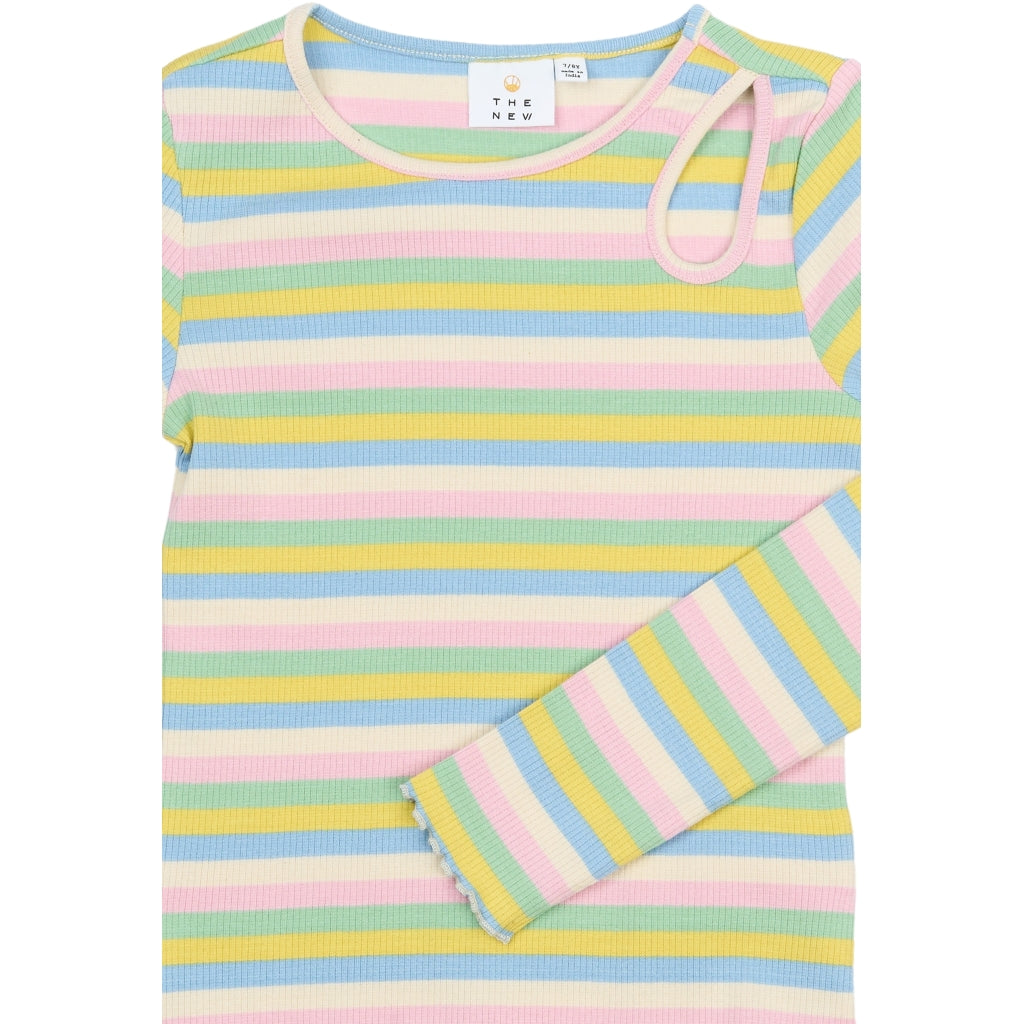 THE NEW TNStella Langærmet Rib Bluse Langærmet bluse Multi Striped