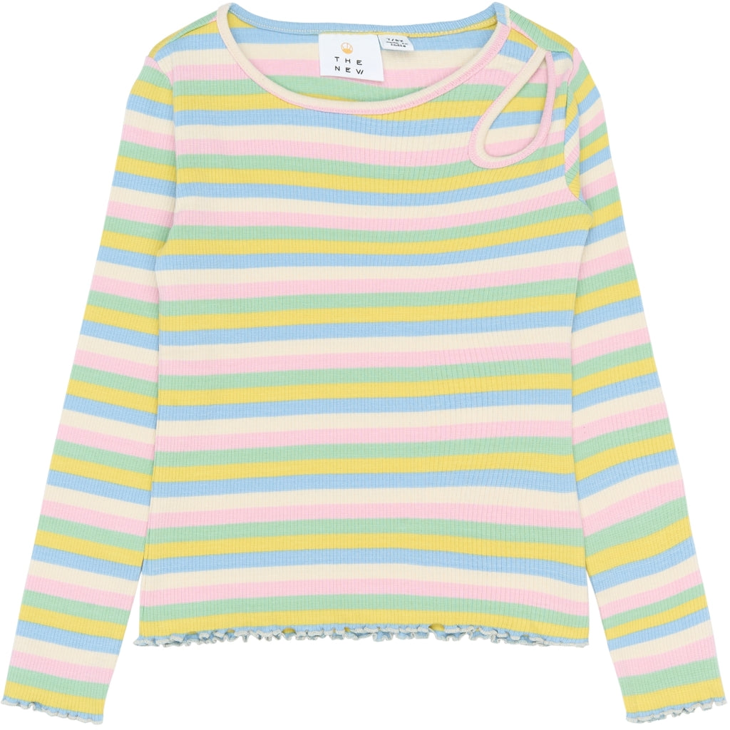THE NEW TNStella Langærmet Rib Bluse Langærmet bluse Multi Striped