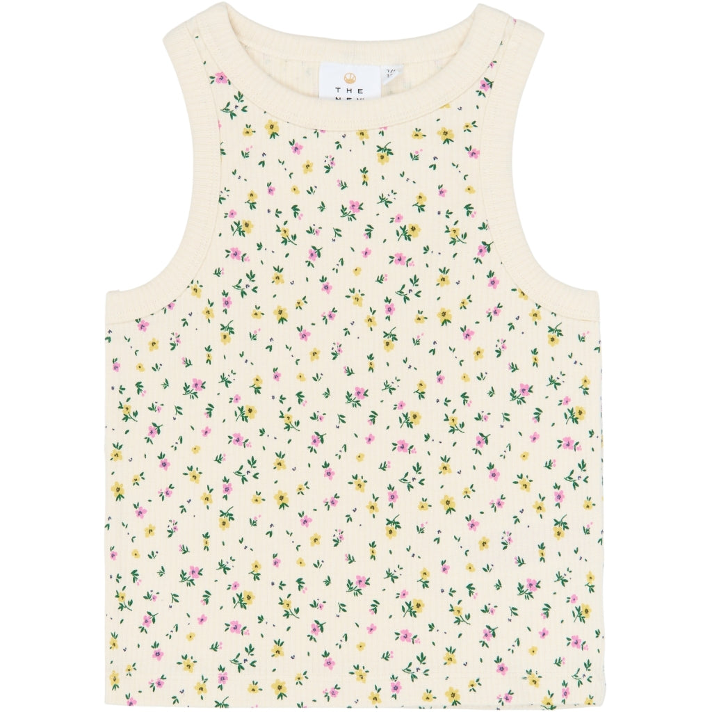 THE NEW TNSummer Ærmeløs Rib Top Kortærmede top Gardenia AOP