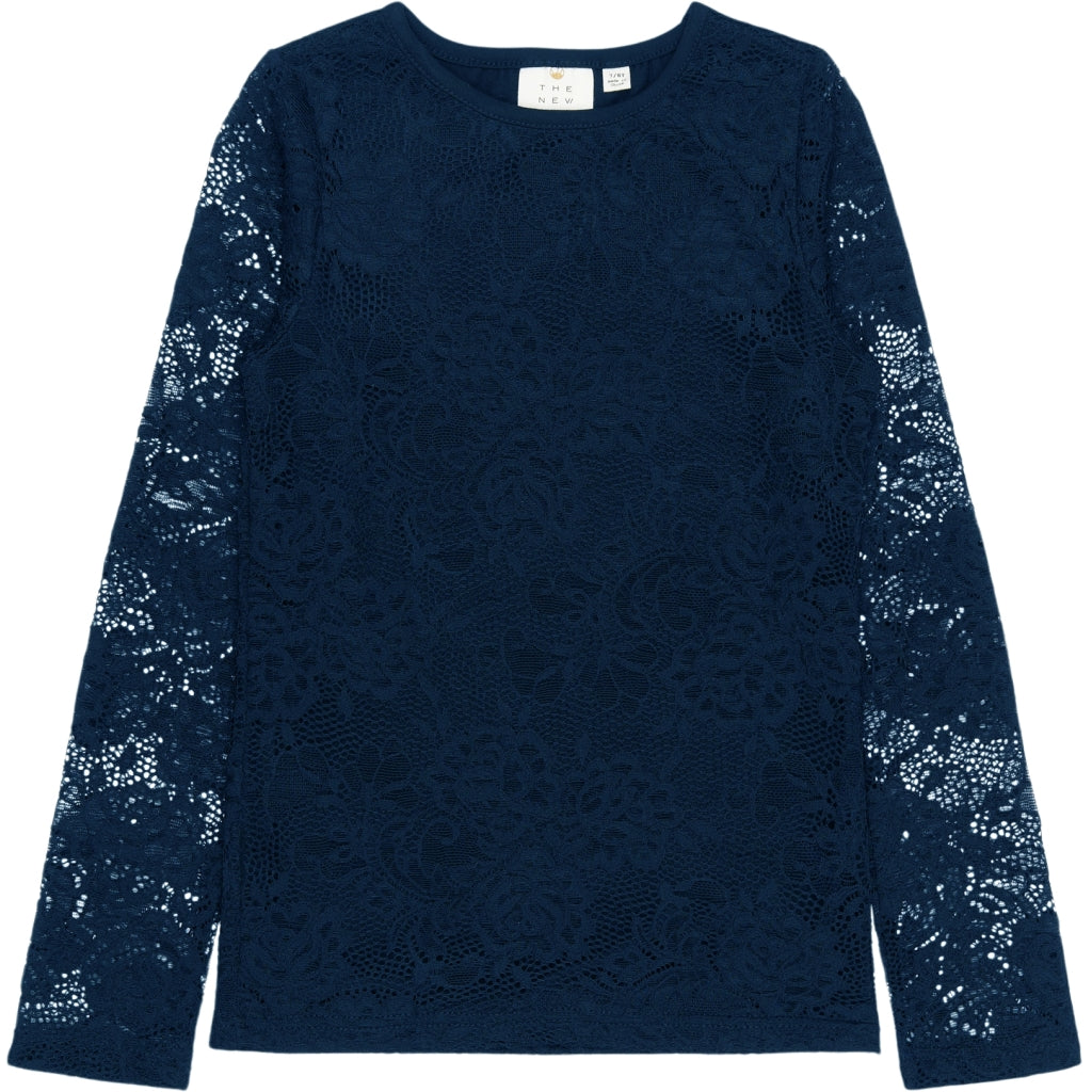 THE NEW TNSybil Længærmet Lace Bluse Exp Langærmet bluse Navy Blazer