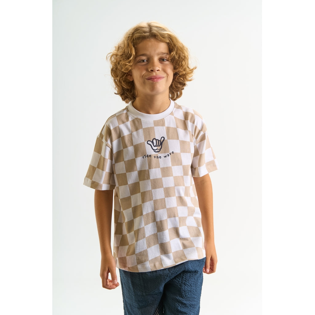 THE NEW TNTiago Oversize Bluse T-shirt Humus Check