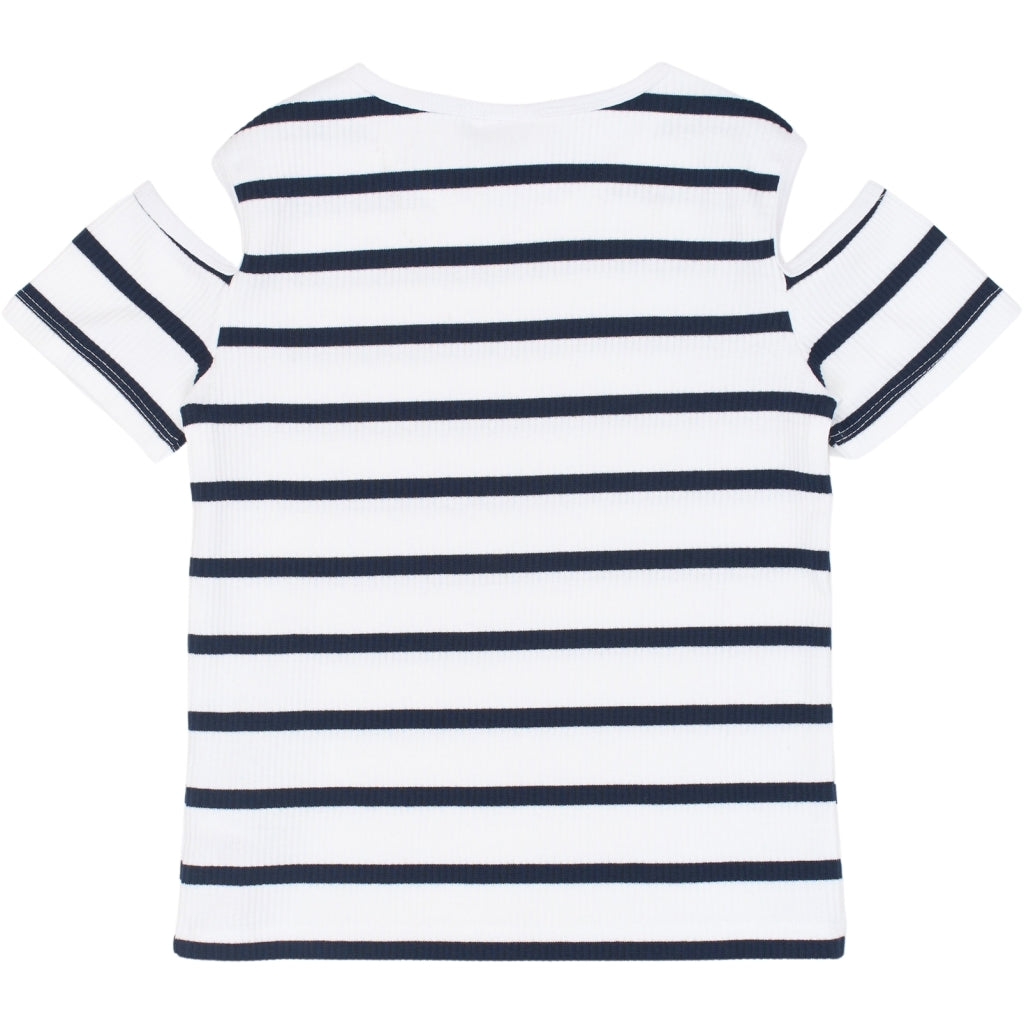 THE NEW TNTish Kortærmet Rib Bluse T-shirt Navy Blazer Striped