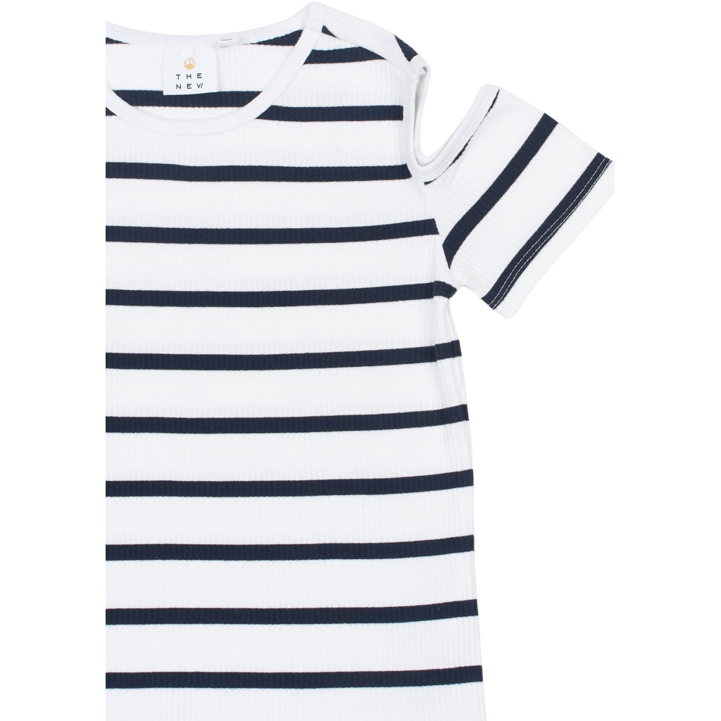 THE NEW TNTish Kortærmet Rib Bluse T-shirt Navy Blazer Striped