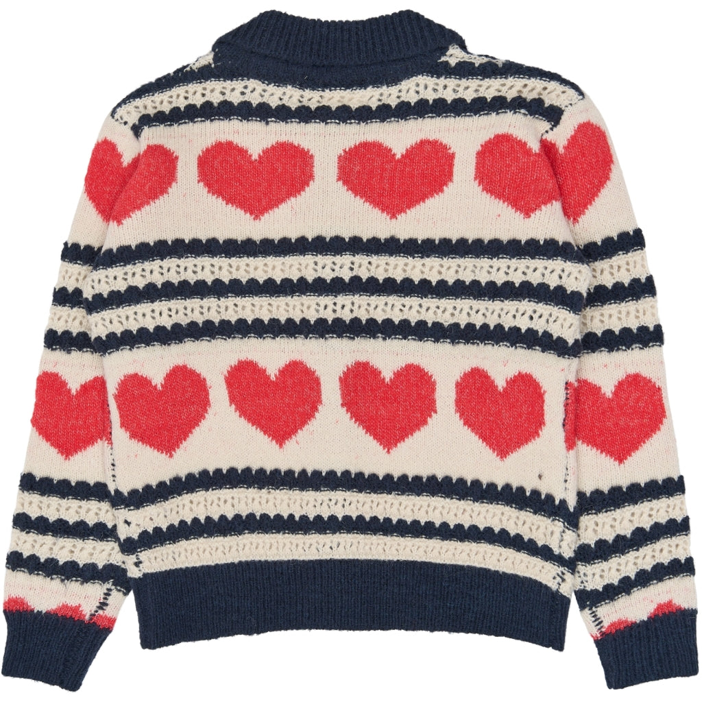 THE NEW TNVallie Jacquard Cardigan Strik Gardenia Striped