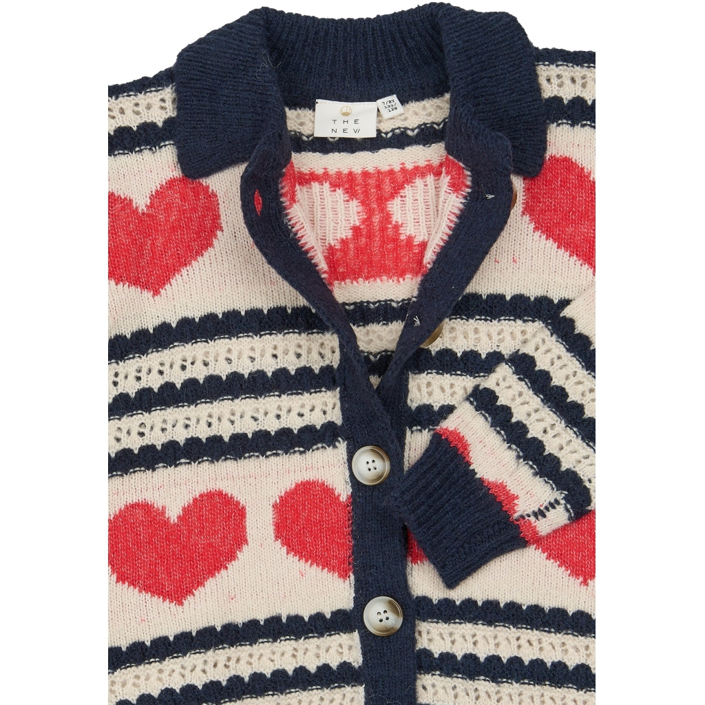 THE NEW TNVallie Jacquard Cardigan Strik Gardenia Striped