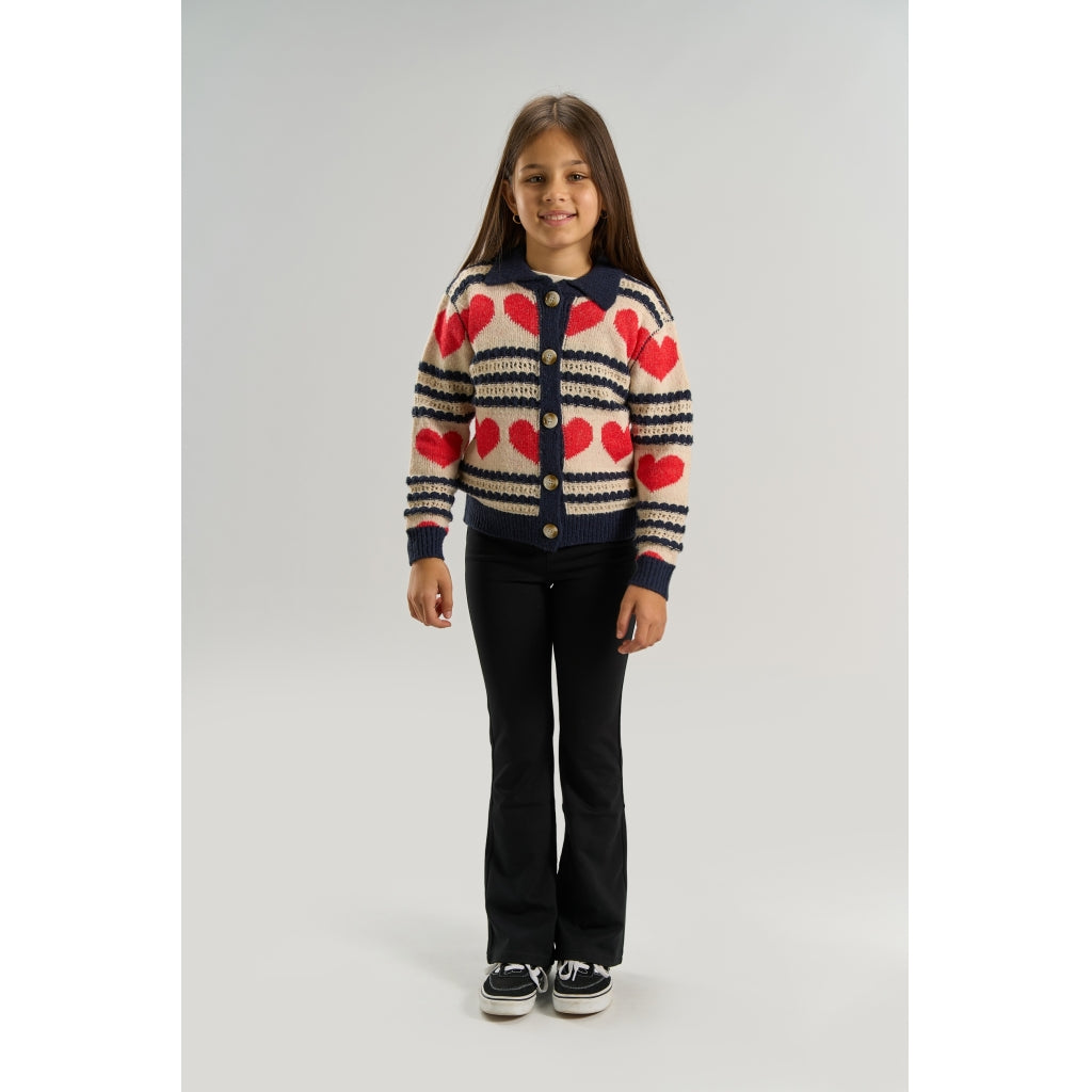 THE NEW TNVallie Jacquard Cardigan Strik Gardenia Striped