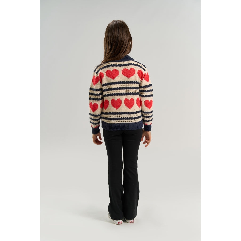 THE NEW TNVallie Jacquard Cardigan Strik Gardenia Striped
