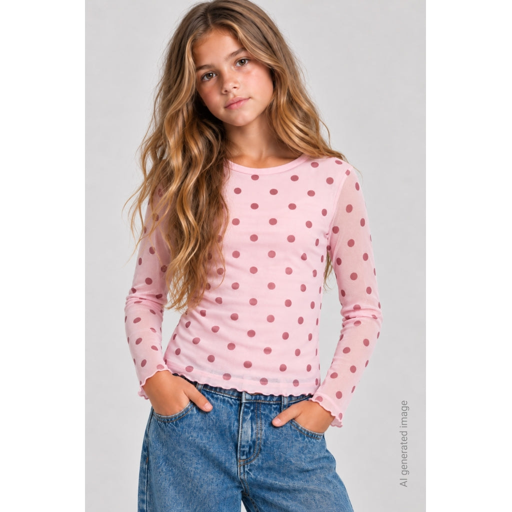 THE NEW TNVandelia Long-Sleeved Mesh Bluse Langærmet bluse Pink Lavender AOP TN