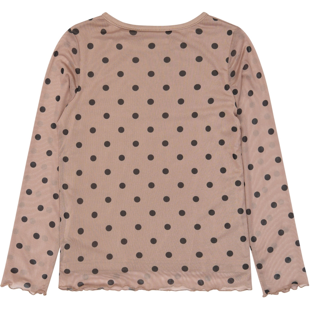 THE NEW TNVandelia Long-Sleeved Mesh Bluse Langærmet bluse Taupe Gray AOP TN