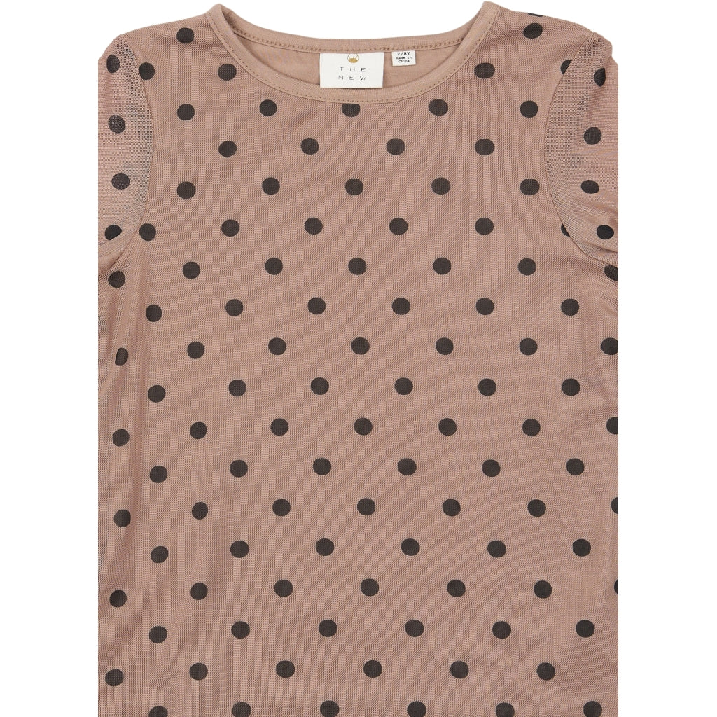 THE NEW TNVandelia Long-Sleeved Mesh Bluse Langærmet bluse Taupe Gray AOP TN
