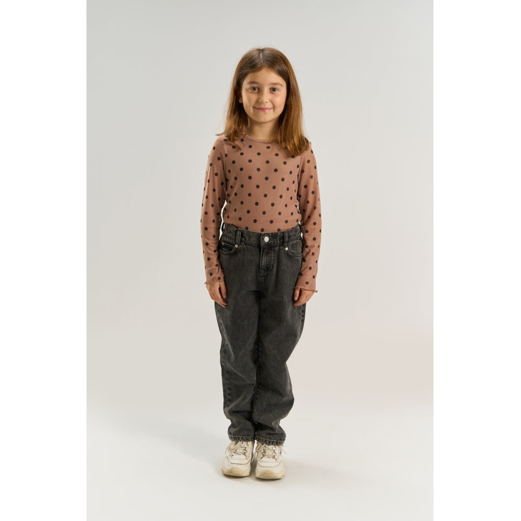 THE NEW TNVandelia Long-Sleeved Mesh Bluse Langærmet bluse Taupe Gray AOP TN