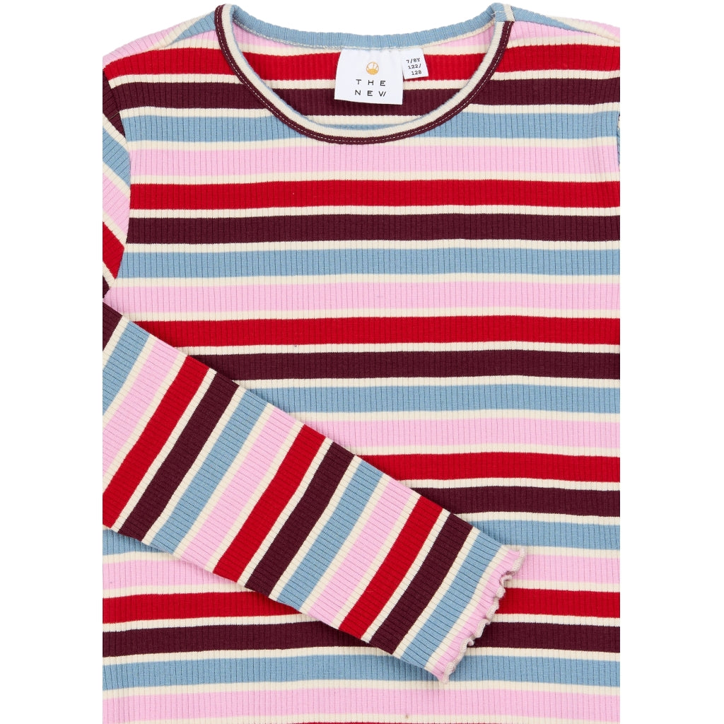 THE NEW TNVanessa Long-Sleeved Rib Bluse Langærmet bluse Multi Striped