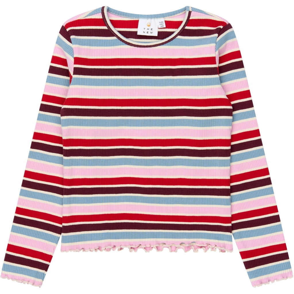 THE NEW TNVanessa Long-Sleeved Rib Bluse Langærmet bluse Multi Striped