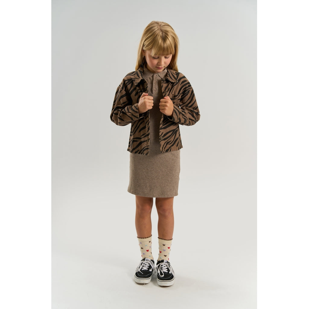 THE NEW TNVanya Oversize Denim Overshirt Skjorter Taupe Gray AOP TN