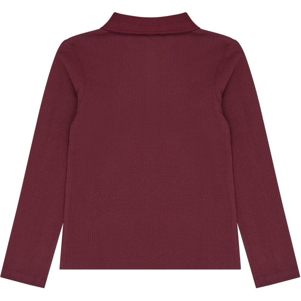 THE NEW TNVarena Long-Sleeved Rib Polo Langærmet bluse Burgundy TN
