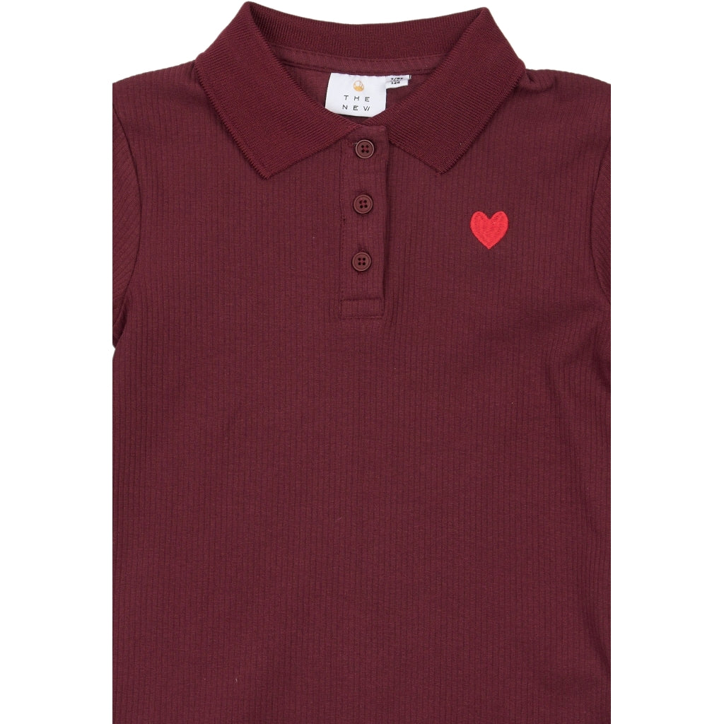 THE NEW TNVarena Long-Sleeved Rib Polo Langærmet bluse Burgundy TN
