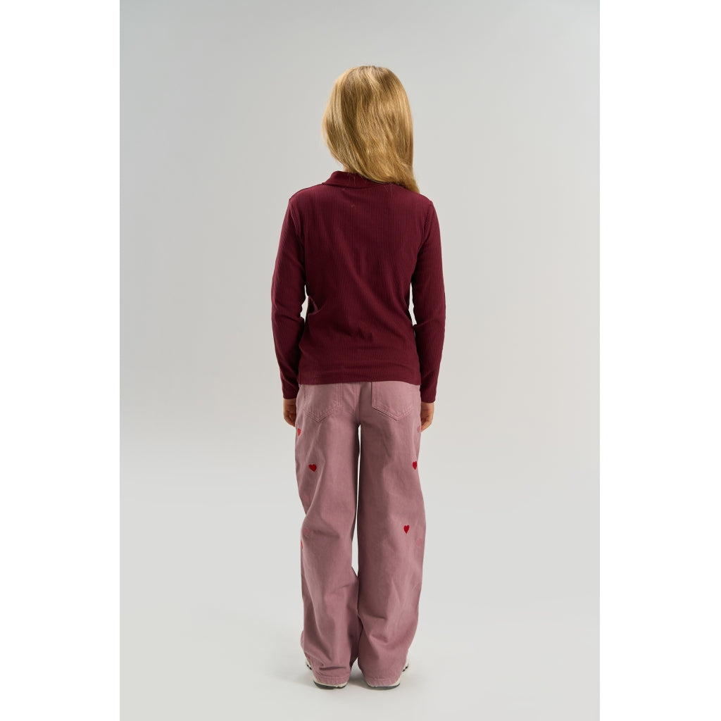 THE NEW TNVarena Long-Sleeved Rib Polo Langærmet bluse Burgundy TN
