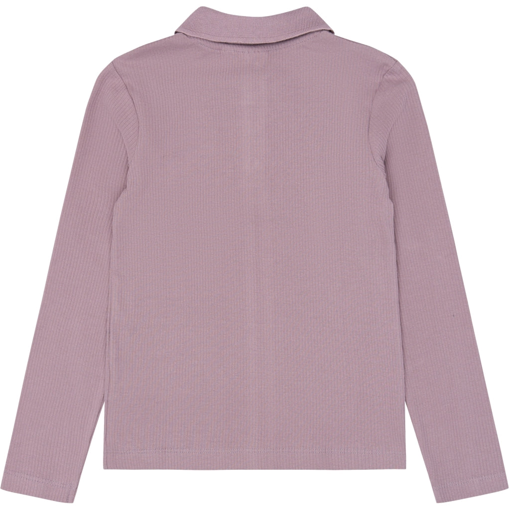 THE NEW TNVarena Long-Sleeved Rib Polo Langærmet bluse Elderberry TN
