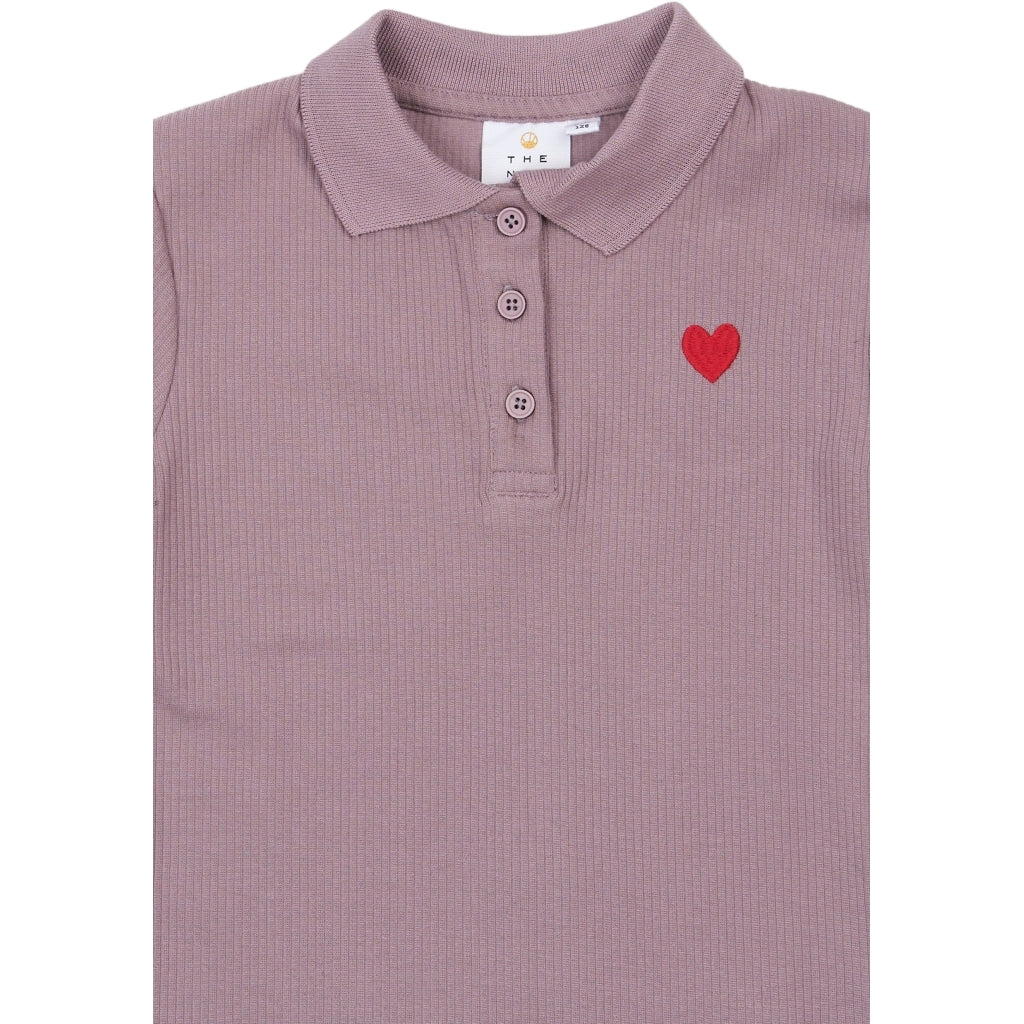 THE NEW TNVarena Long-Sleeved Rib Polo Langærmet bluse Elderberry TN