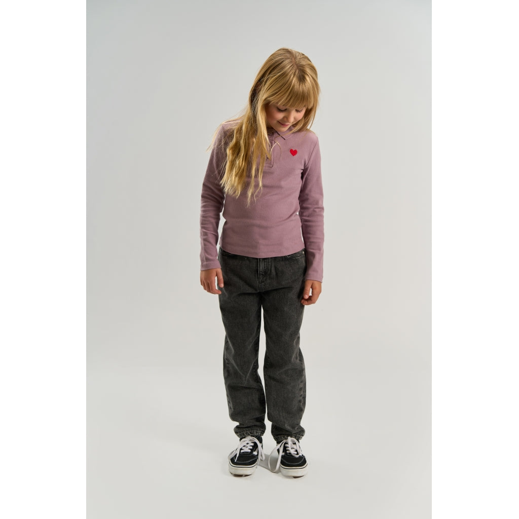 THE NEW TNVarena Long-Sleeved Rib Polo Langærmet bluse Elderberry TN