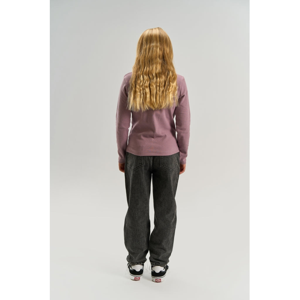 THE NEW TNVarena Long-Sleeved Rib Polo Langærmet bluse Elderberry TN