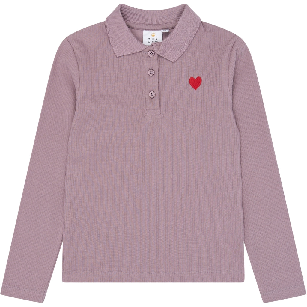 THE NEW TNVarena Long-Sleeved Rib Polo Langærmet bluse Elderberry TN