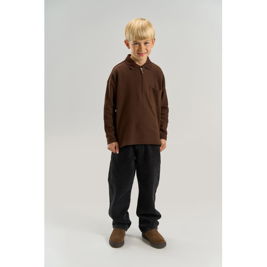 THE NEW TNVarl Oversize Long-Sleeved Polo Langærmet bluse Chestnut