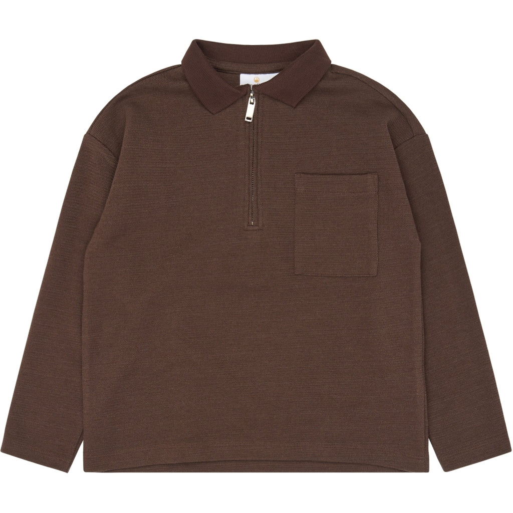 THE NEW TNVarl Oversize Long-Sleeved Polo Langærmet bluse Chestnut