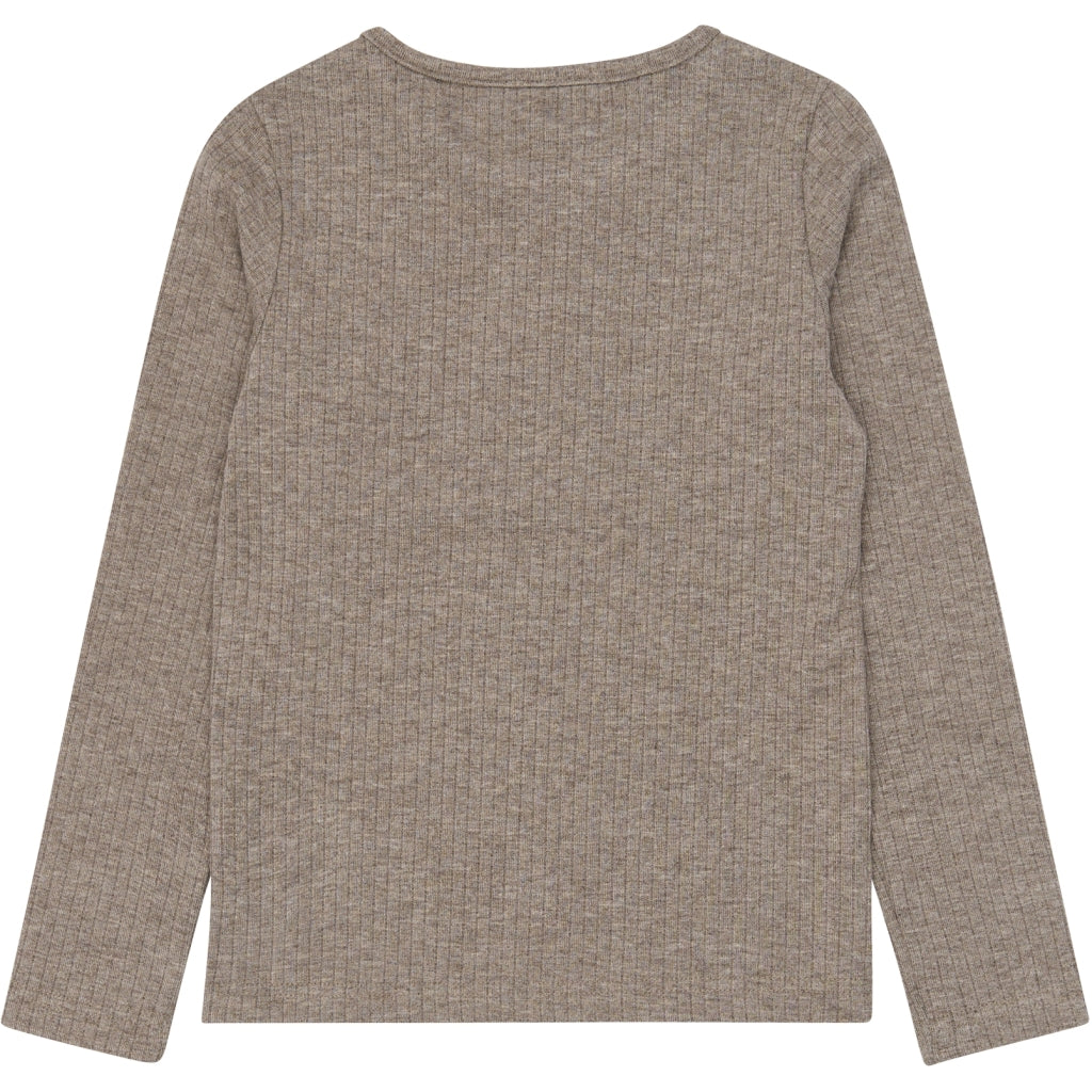 THE NEW TNVeeta Long-Sleeved Rib Bluse Langærmet bluse Taupe Gray TN