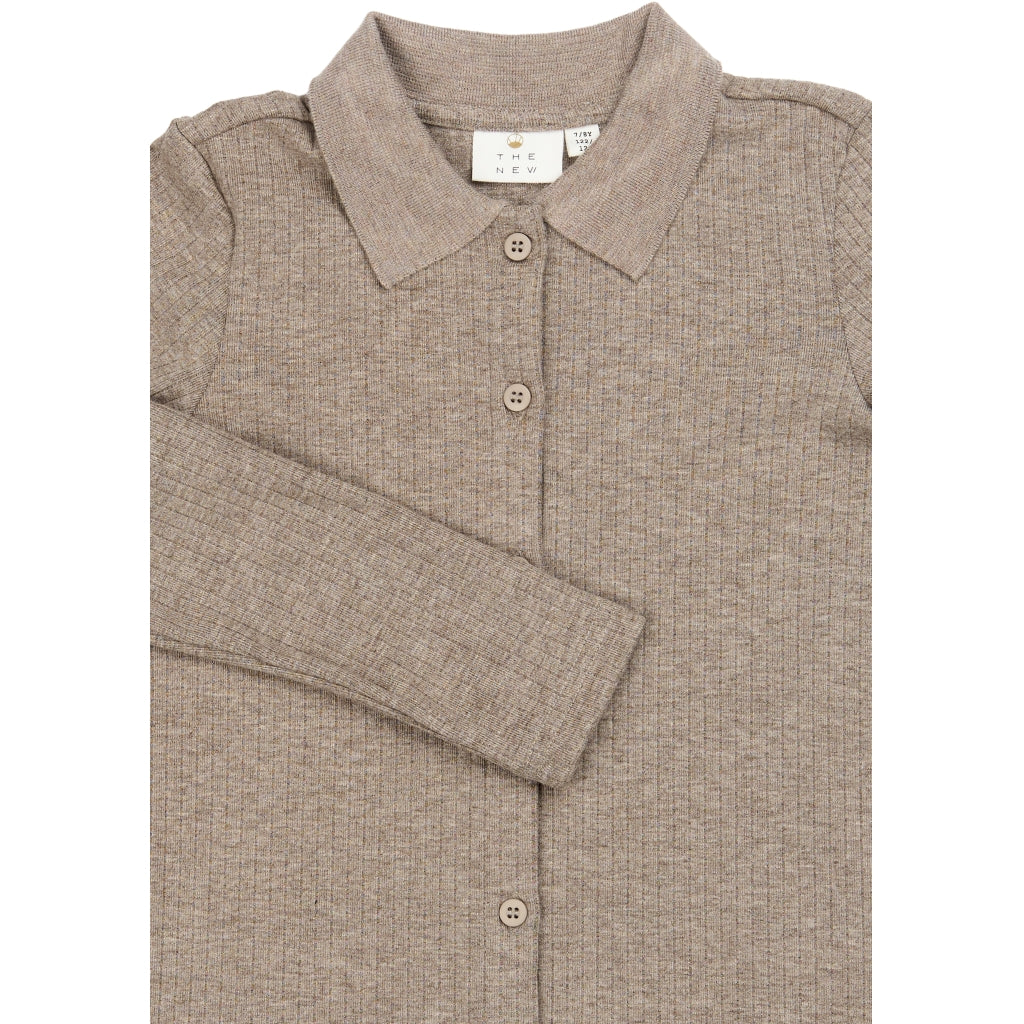 THE NEW TNVeeta Long-Sleeved Rib Cardigan Cardigan Taupe Gray TN