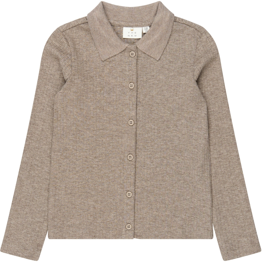 THE NEW TNVeeta Long-Sleeved Rib Cardigan Cardigan Taupe Gray TN