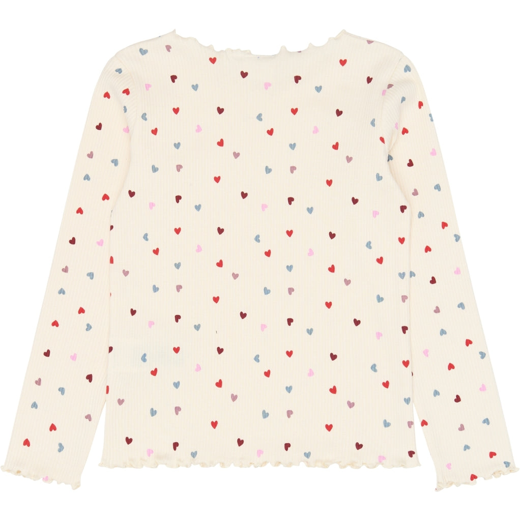 THE NEW TNVerina Long-Sleeved Rib Bluse Langærmet bluse Gardenia AOP