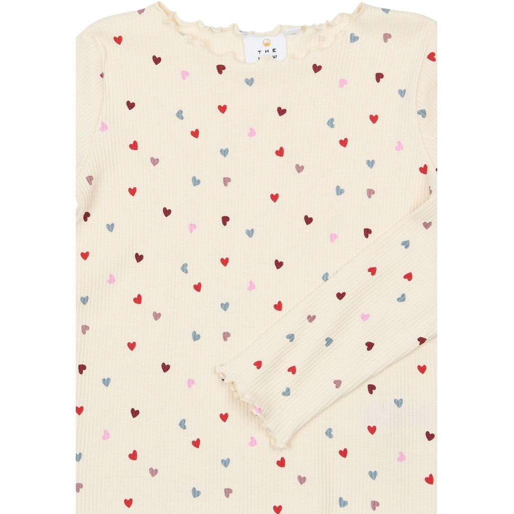 THE NEW TNVerina Long-Sleeved Rib Bluse Langærmet bluse Gardenia AOP