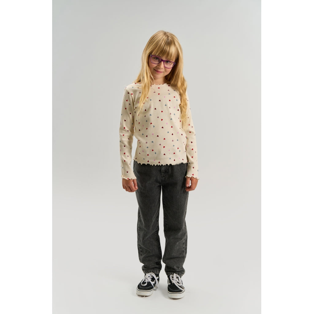 THE NEW TNVerina Long-Sleeved Rib Bluse Langærmet bluse Gardenia AOP