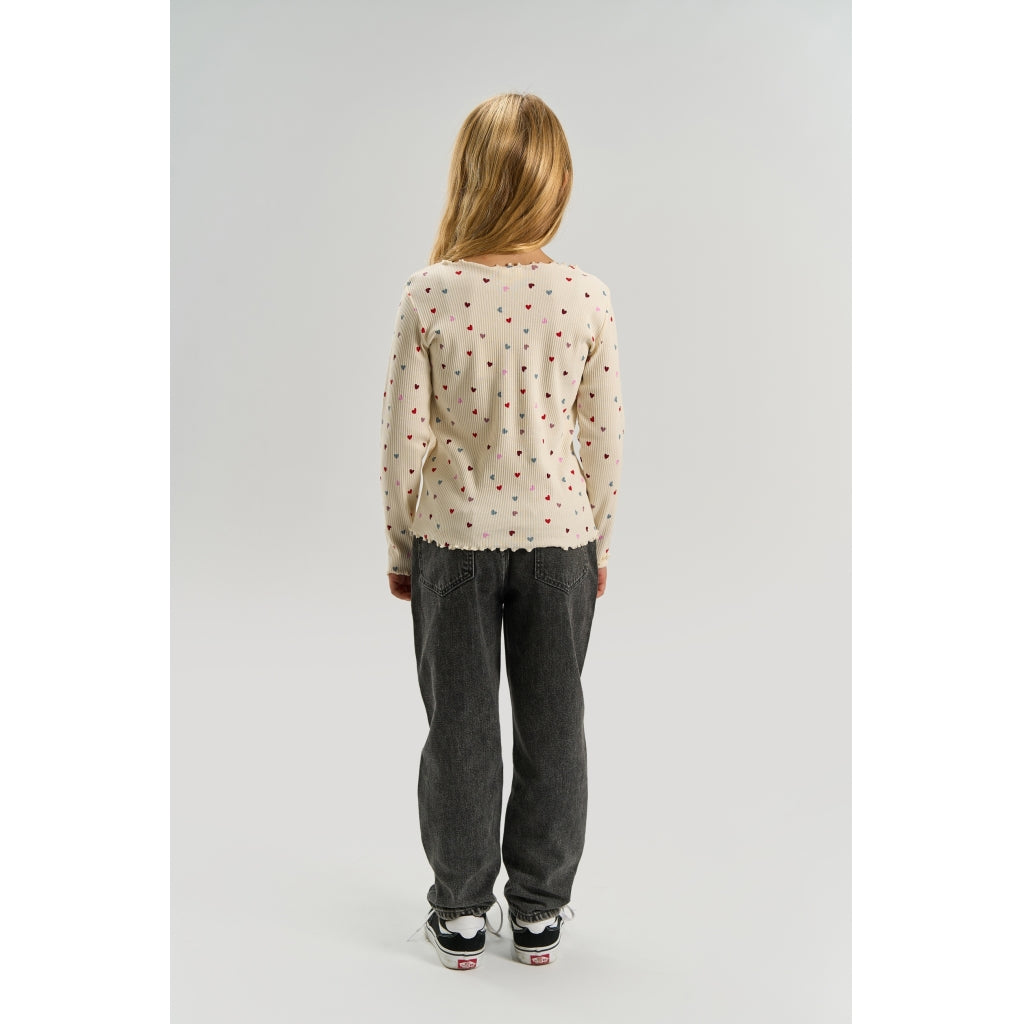 THE NEW TNVerina Long-Sleeved Rib Bluse Langærmet bluse Gardenia AOP