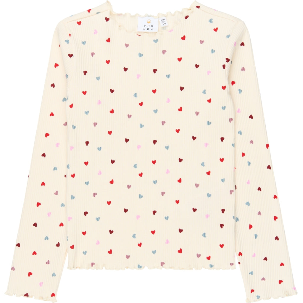 THE NEW TNVerina Long-Sleeved Rib Set Nattøj Gardenia AOP