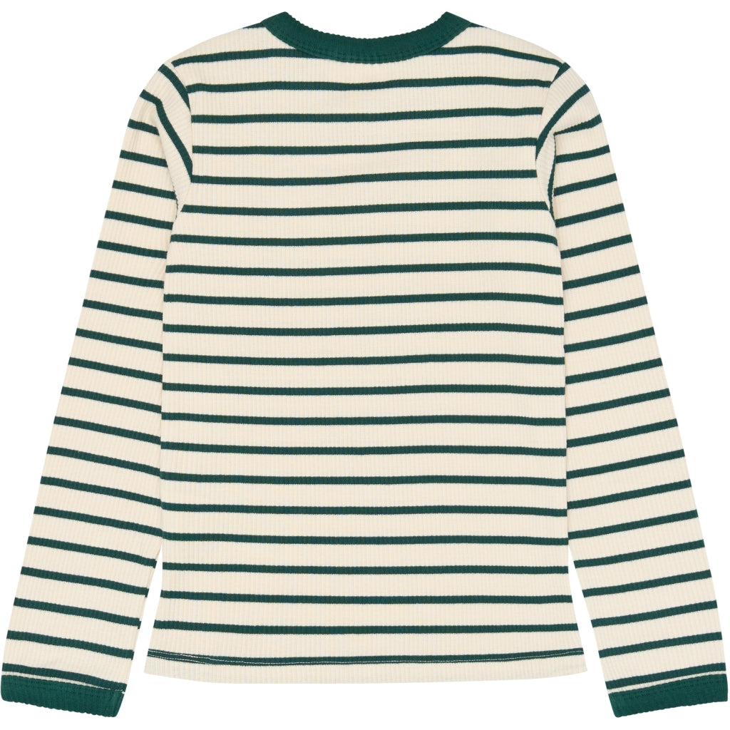 THE NEW TNVica Long-Sleeved Rib Bluse Langærmet bluse June Bug Striped