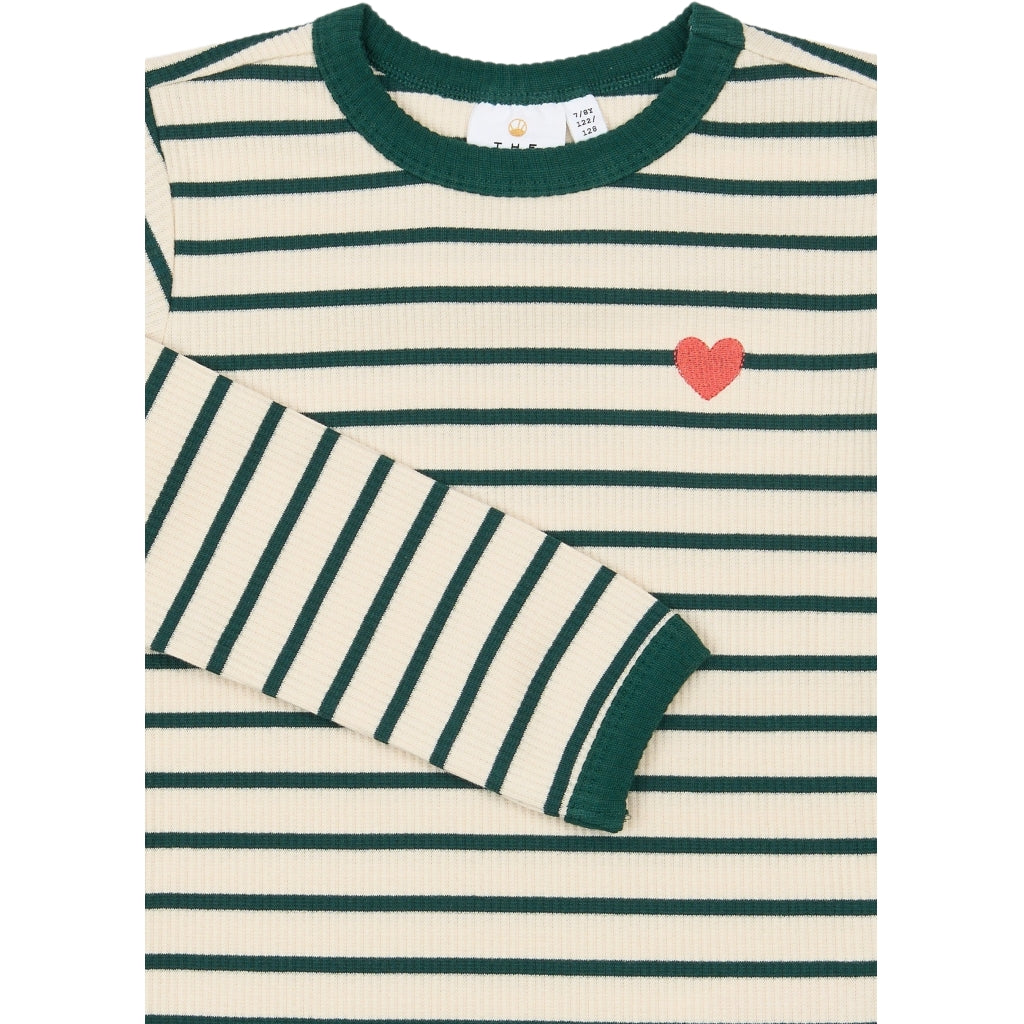 THE NEW TNVica Long-Sleeved Rib Bluse Langærmet bluse June Bug Striped