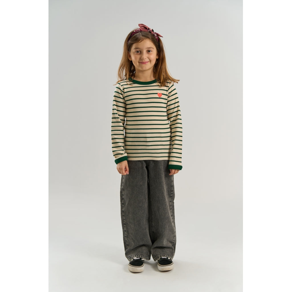 THE NEW TNVica Long-Sleeved Rib Bluse Langærmet bluse June Bug Striped