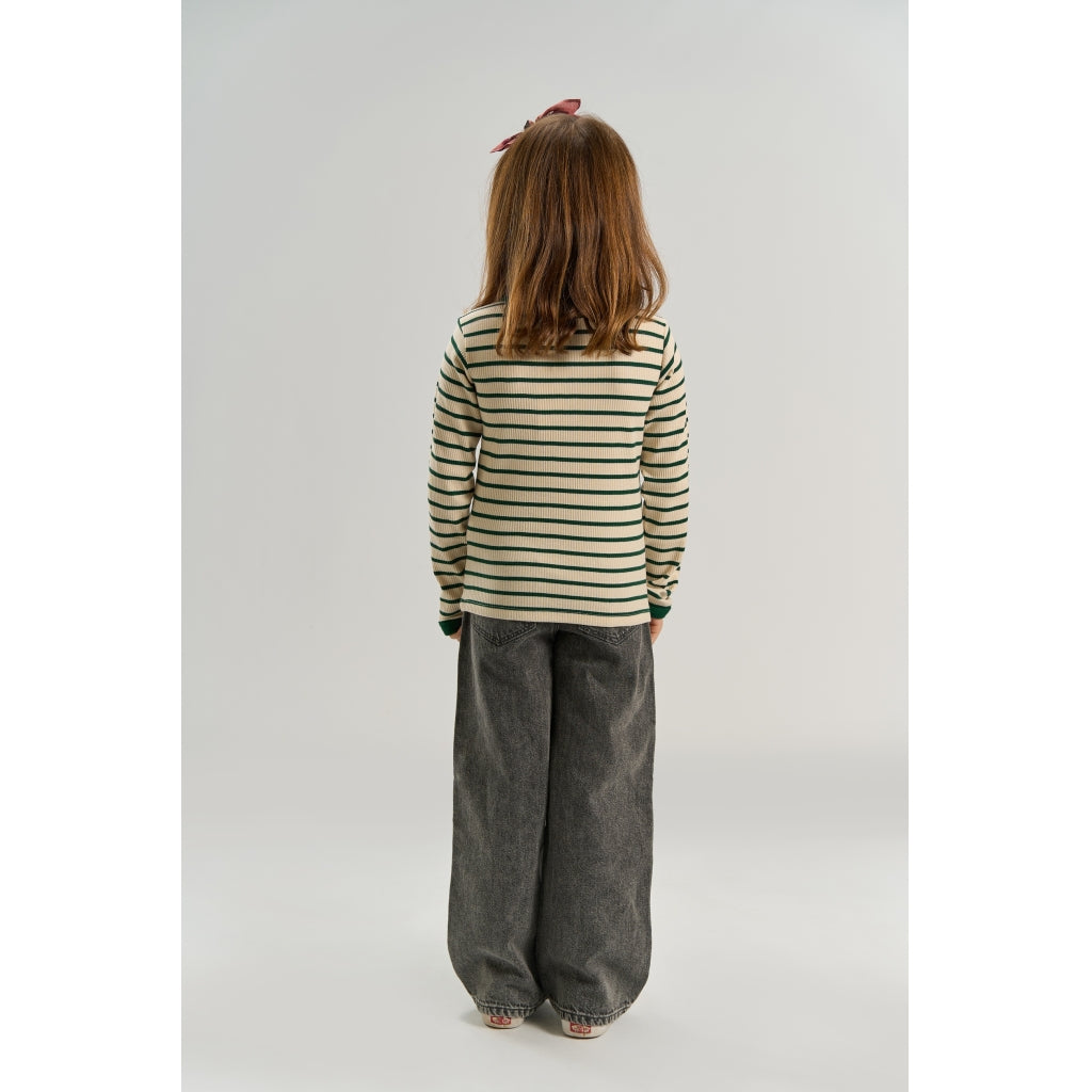 THE NEW TNVica Long-Sleeved Rib Bluse Langærmet bluse June Bug Striped