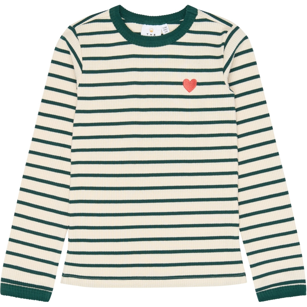 THE NEW TNVica Long-Sleeved Rib Bluse Langærmet bluse June Bug Striped