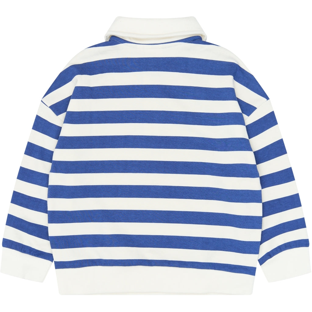 THE NEW TNVidar Oversize Polo Sweatshirt Sweatshirt Mazarine Blue Striped