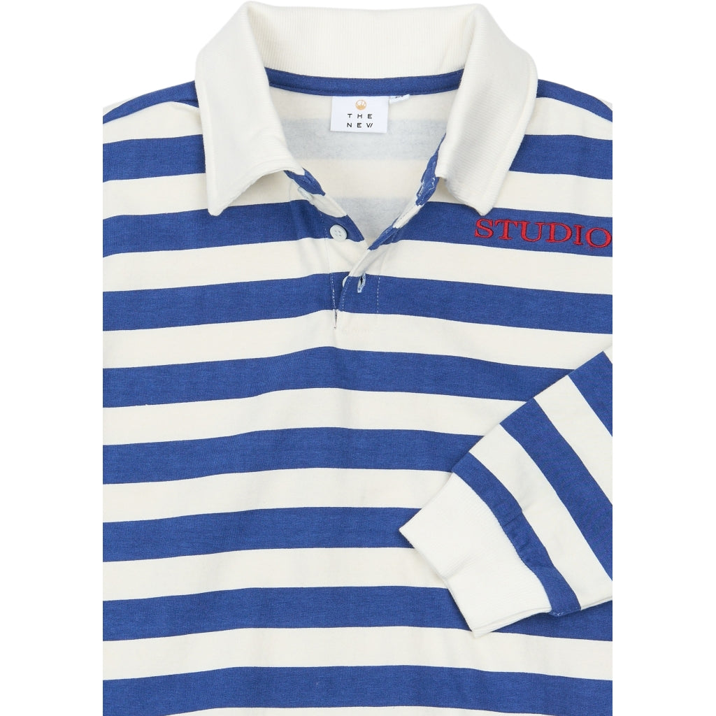 THE NEW TNVidar Oversize Polo Sweatshirt Sweatshirt Mazarine Blue Striped