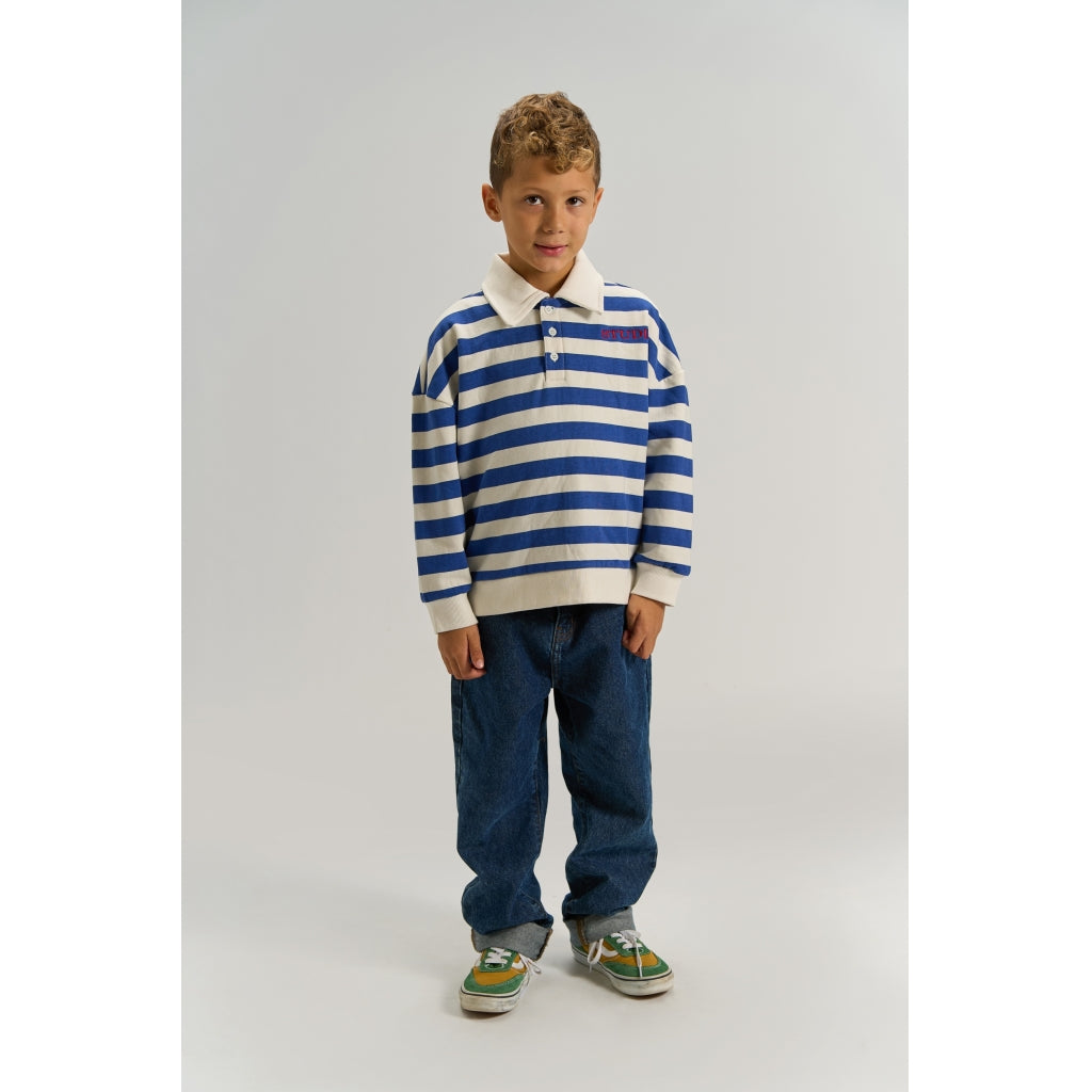 THE NEW TNVidar Oversize Polo Sweatshirt Sweatshirt Mazarine Blue Striped